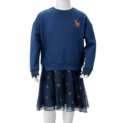 Kids' Dress with Long Sleeves Navy 128