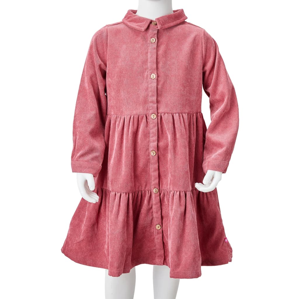 Kids' Dress with Long Sleeves Corduroy Old Pink 92