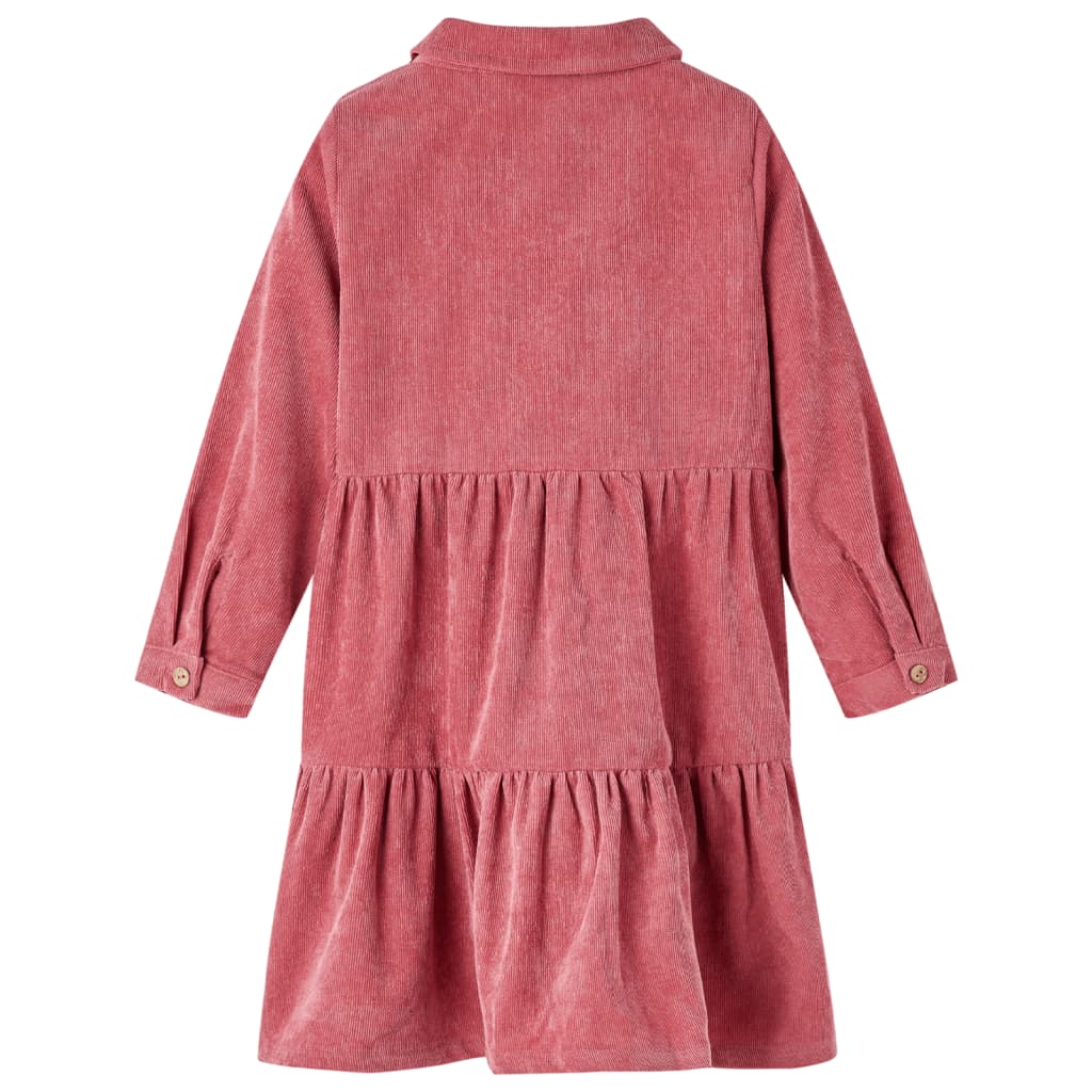 Kids' Dress with Long Sleeves Corduroy Old Pink 104