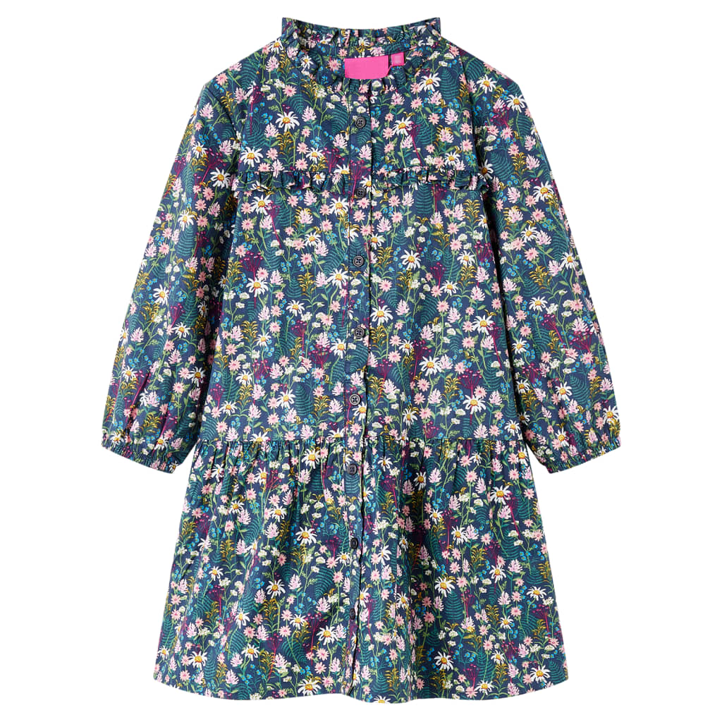 Kids' Dress with Long Sleeves Dark Blue 104