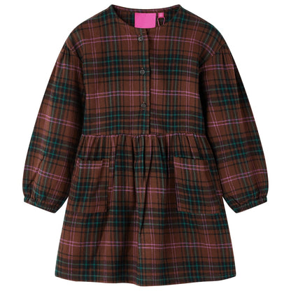 Kids' Dress with Long Sleeves Cognac 140