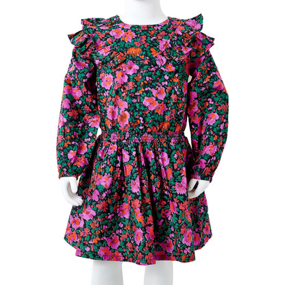 Kids' Dress with Long Sleeves Bright Pink 104