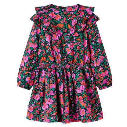 Kids' Dress with Long Sleeves Bright Pink 116