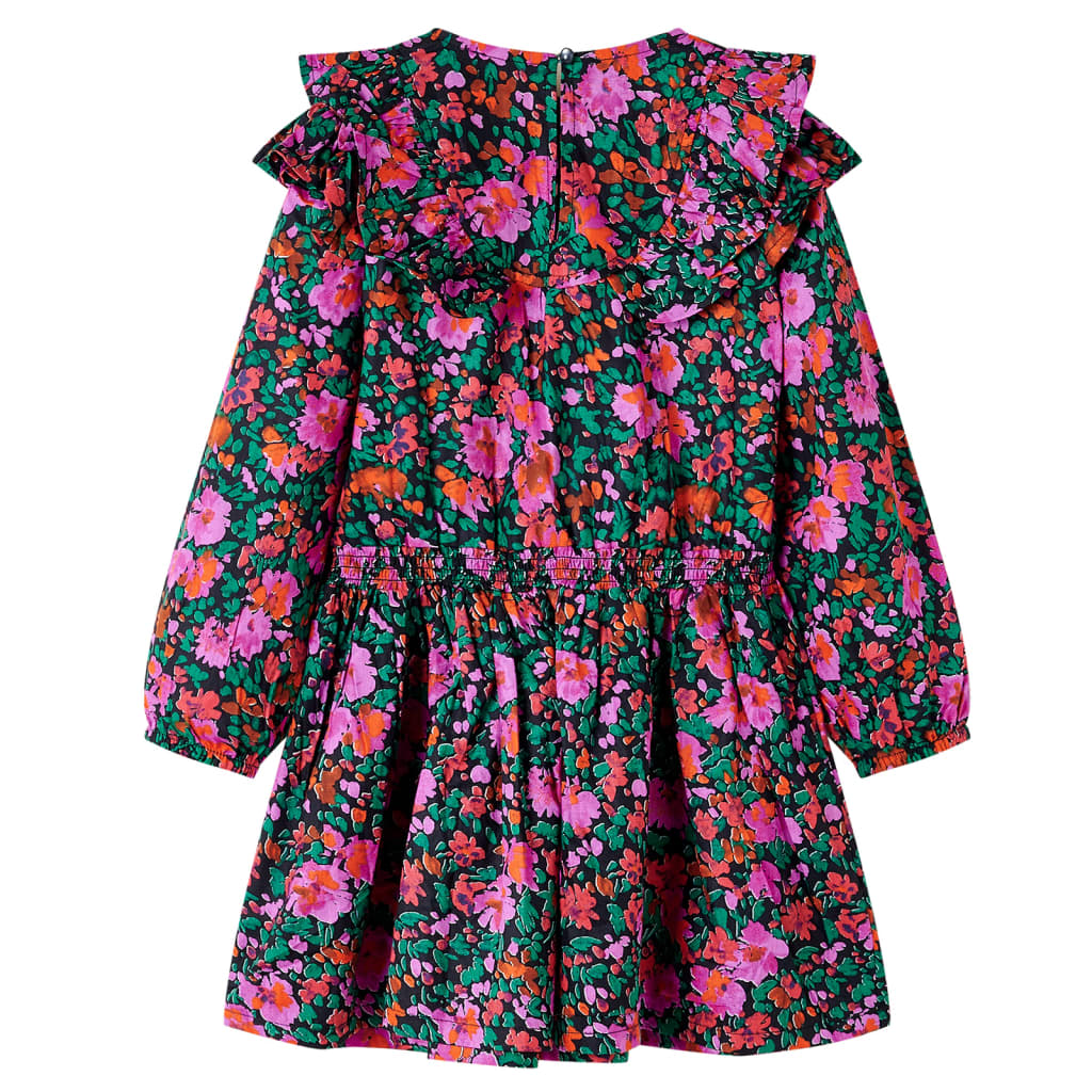 Kids' Dress with Long Sleeves Bright Pink 116