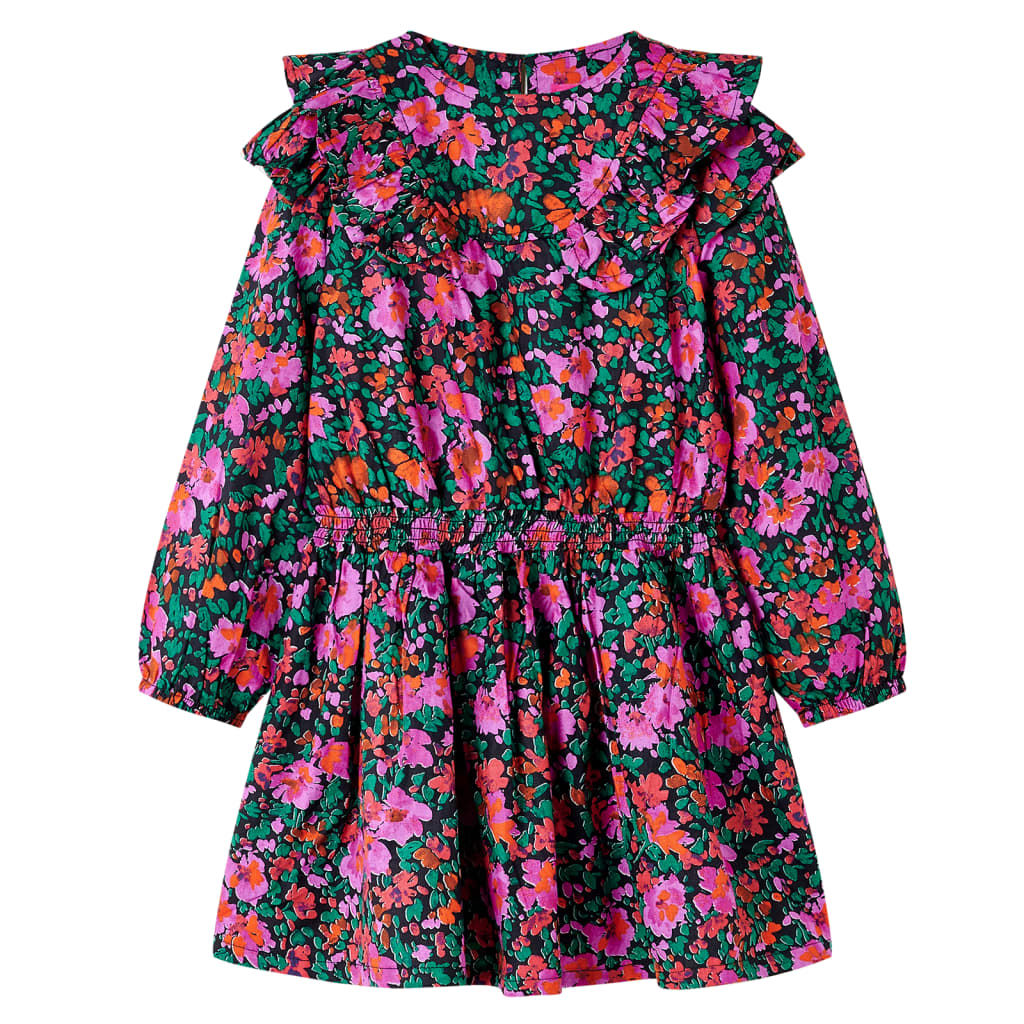 Kids' Dress with Long Sleeves Bright Pink 128