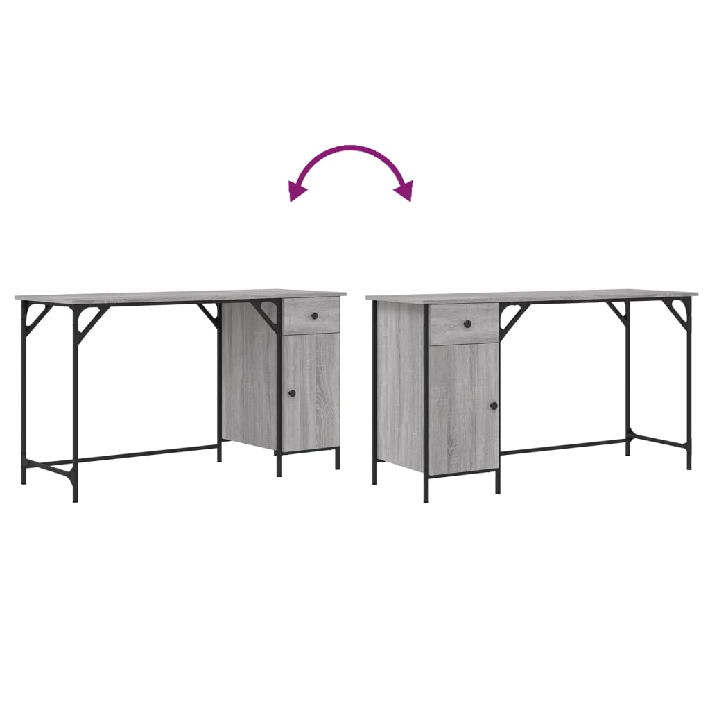 Computer Desk Grey Sonoma 131x48x75 cm Engineered Wood