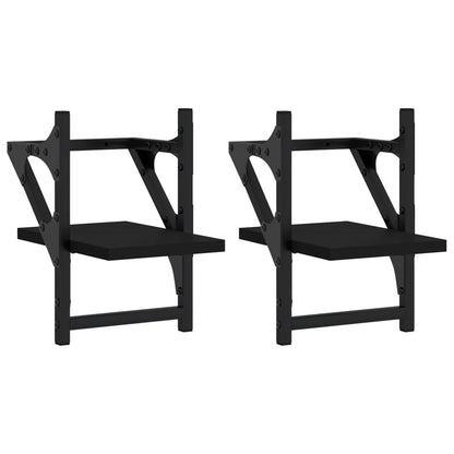 Wall Shelves with Bars 2 pcs Black 20x25x30 cm