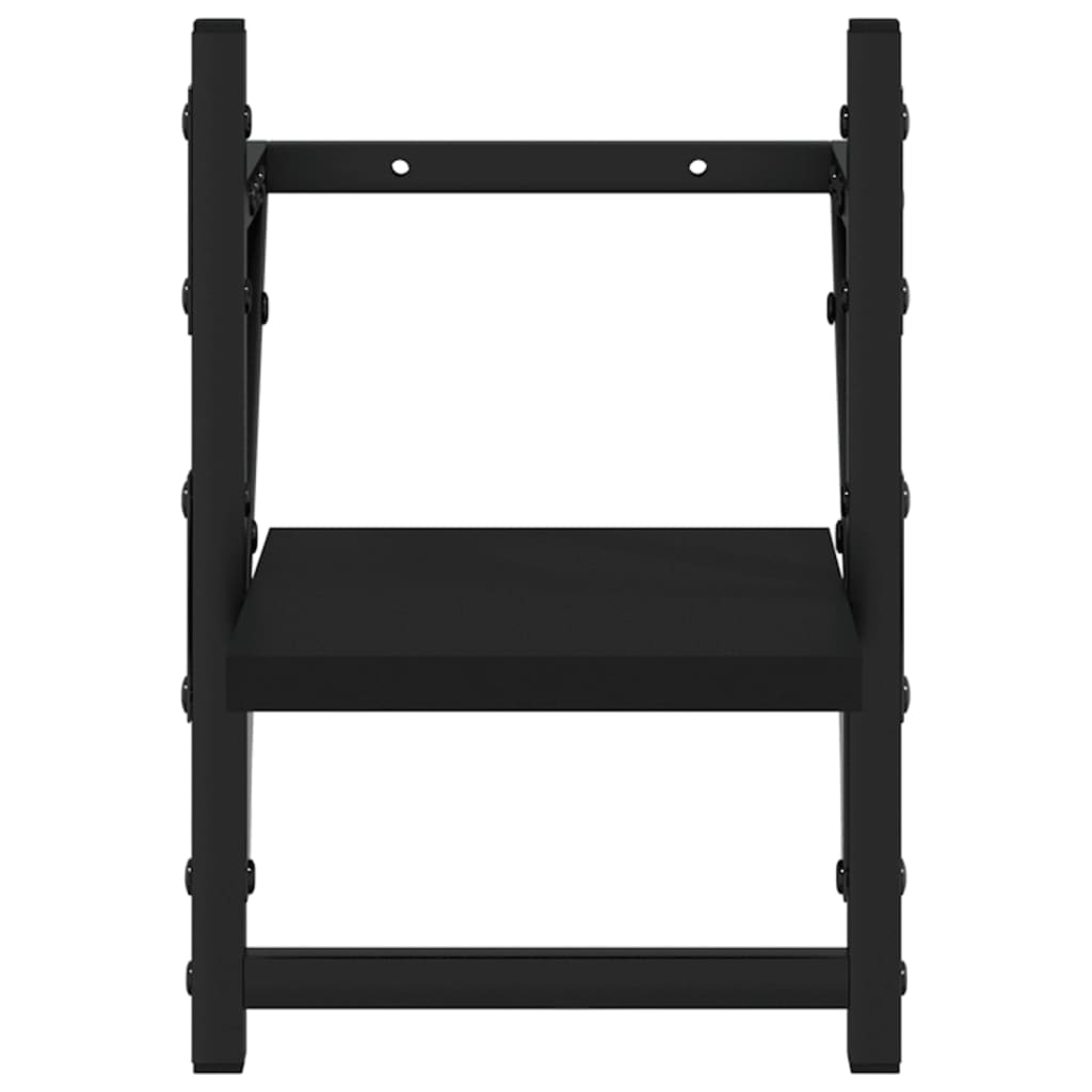 Wall Shelves with Bars 2 pcs Black 20x25x30 cm