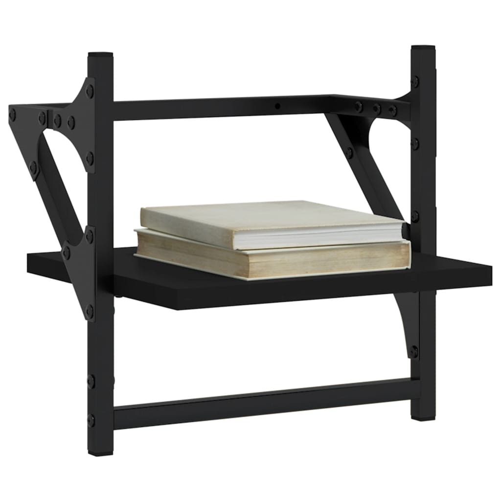 Wall Shelves with Bars 2 pcs Black 30x25x30 cm