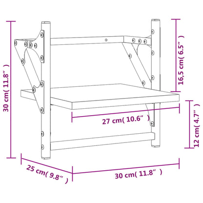 Wall Shelves with Bars 2 pcs Brown Oak 30x25x30 cm