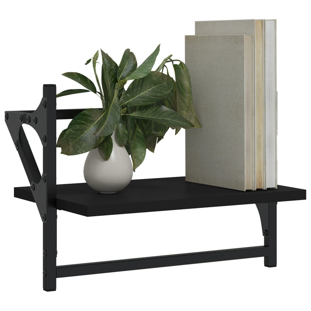 Wall Shelves with Bars 2 pcs Black 40x25x30 cm