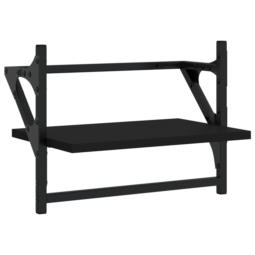 Wall Shelves with Bars 2 pcs Black 40x25x30 cm