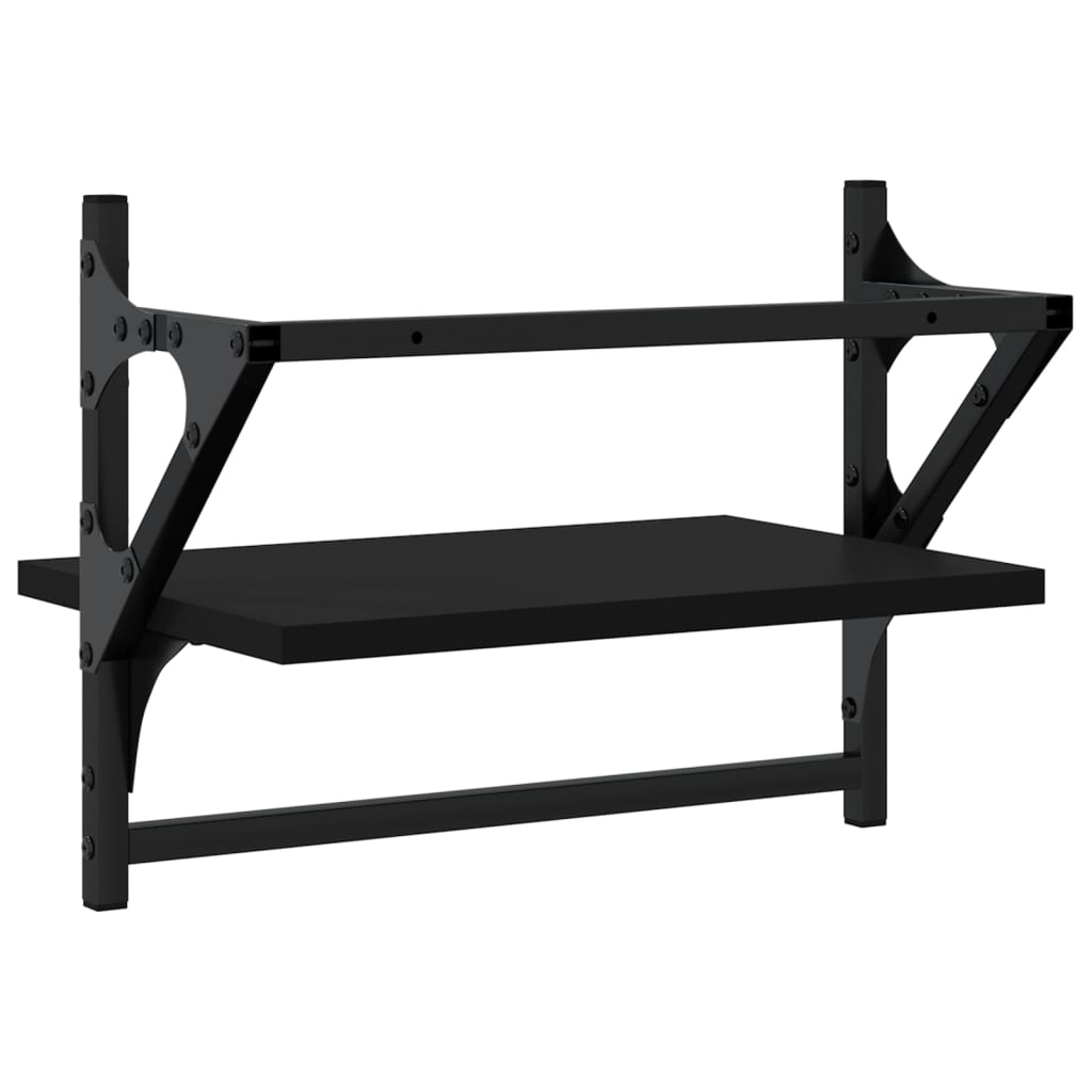 Wall Shelves with Bars 2 pcs Black 40x25x30 cm