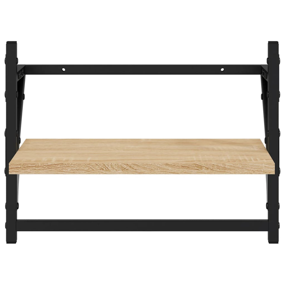 Wall Shelves with Bars 2 pcs Sonoma Oak 40x25x30 cm