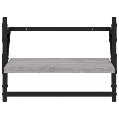 Wall Shelves with Bars 2 pcs Grey Sonoma 40x25x30 cm