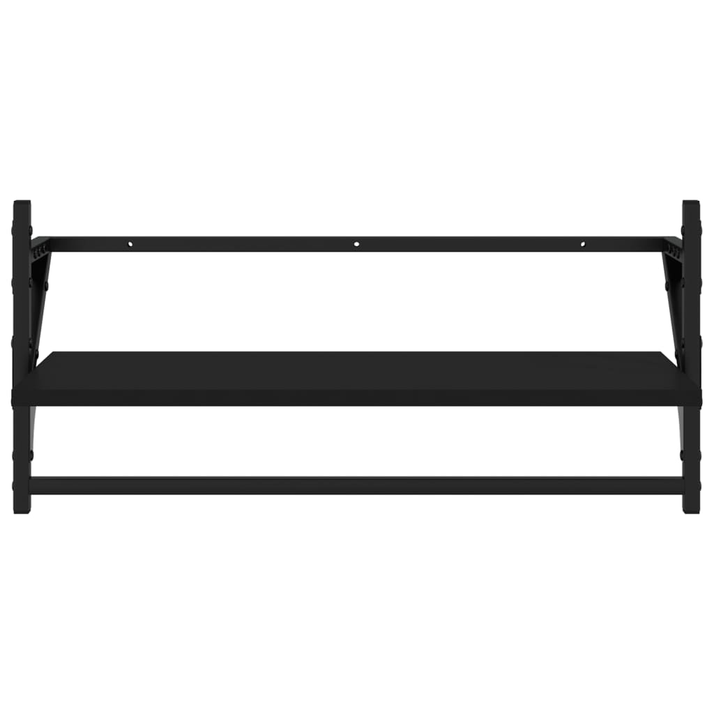 Wall Shelves with Bars 2 pcs Black 65x25x30 cm