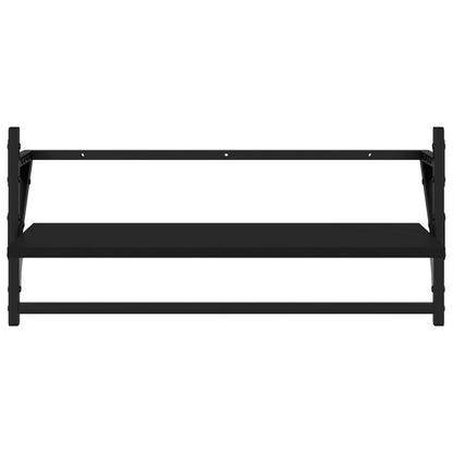 Wall Shelves with Bars 2 pcs Black 65x25x30 cm