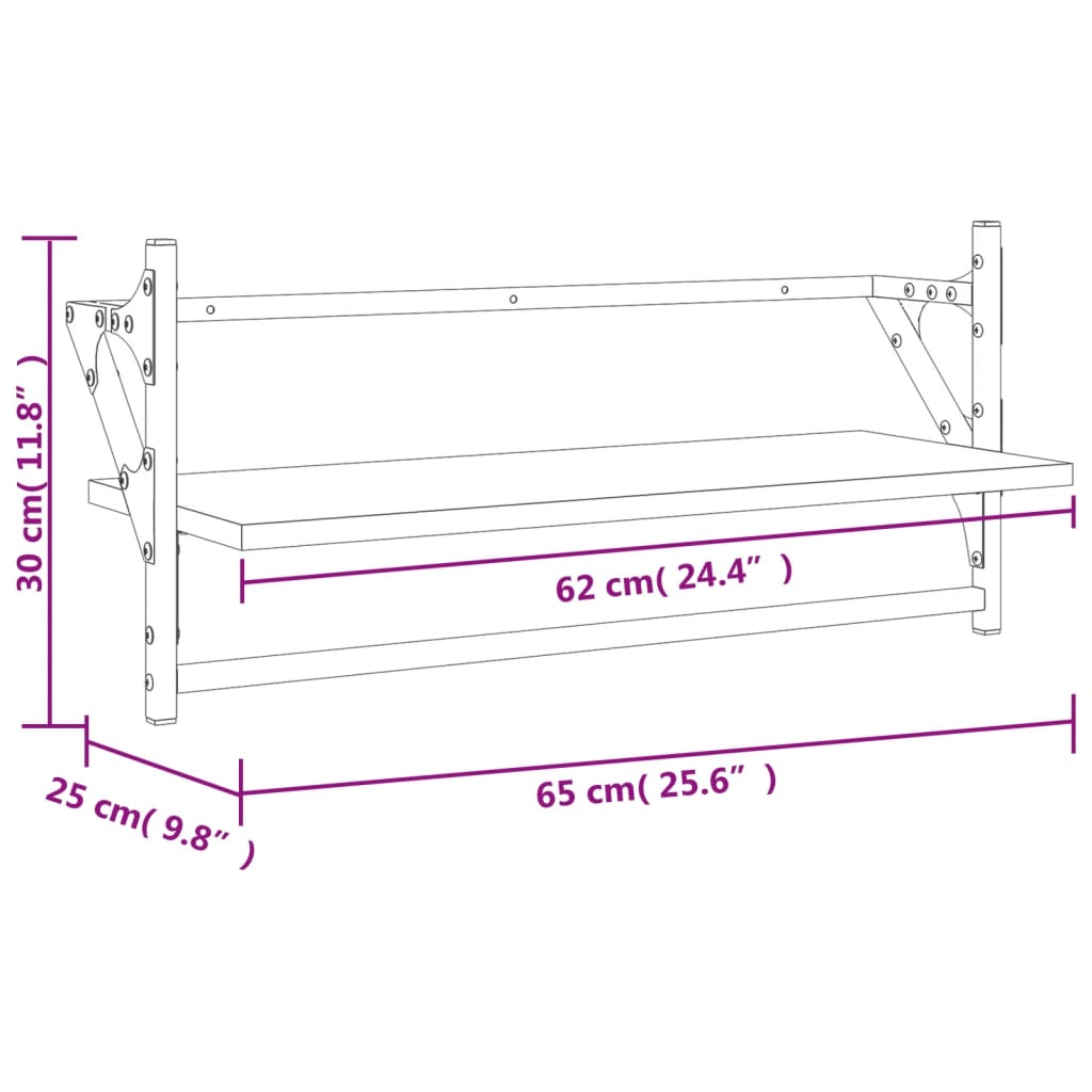 Wall Shelves with Bars 2 pcs Smoked Oak 65x25x30 cm