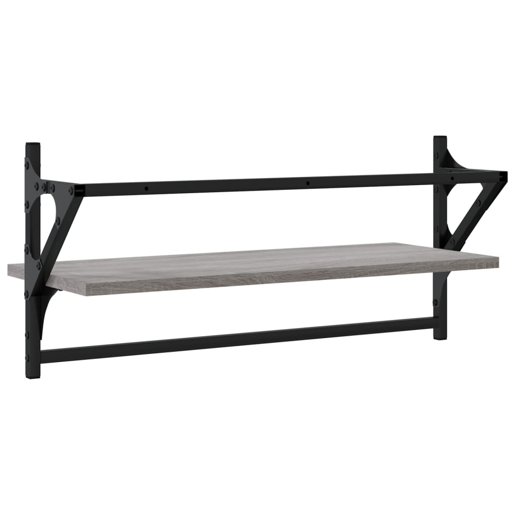 Wall Shelves with Bars 2 pcs Grey Sonoma 65x25x30 cm