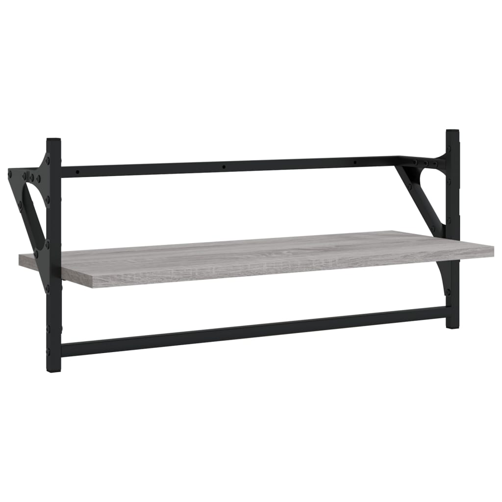 Wall Shelves with Bars 2 pcs Grey Sonoma 65x25x30 cm