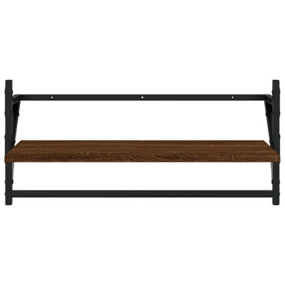 Wall Shelves with Bars 2 pcs Brown Oak 65x25x30 cm