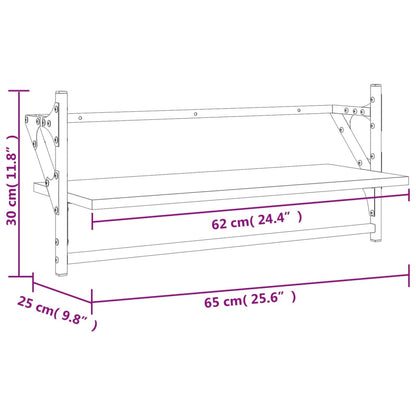 Wall Shelves with Bars 2 pcs Brown Oak 65x25x30 cm