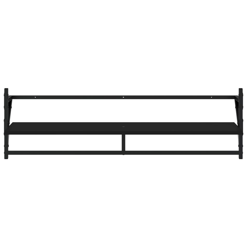 Wall Shelves with Bars 2 pcs Black 100x25x30 cm