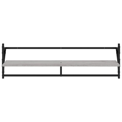 Wall Shelves with Bars 2 pcs Grey Sonoma 100x25x30 cm