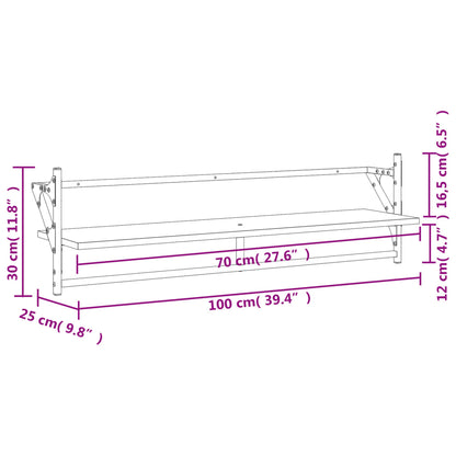 Wall Shelves with Bars 2 pcs Grey Sonoma 100x25x30 cm