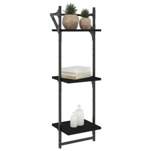 3-Tier Wall Shelves with Bars 2 pcs Black 30x25x100 cm