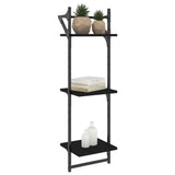 3-Tier Wall Shelves with Bars 2 pcs Black 30x25x100 cm