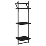 3-Tier Wall Shelves with Bars 2 pcs Black 30x25x100 cm