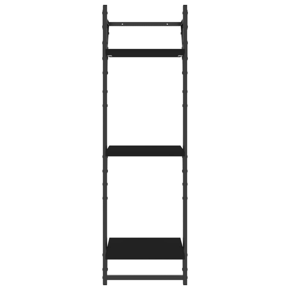 3-Tier Wall Shelves with Bars 2 pcs Black 30x25x100 cm