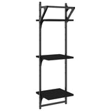 3-Tier Wall Shelves with Bars 2 pcs Black 30x25x100 cm