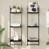 3-Tier Wall Shelves with Bars 2 pcs Black 30x25x100 cm