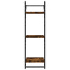 3-Tier Wall Shelves with Bars 2 pcs Smoked Oak 30x25x100 cm