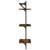 3-Tier Wall Shelves with Bars 2 pcs Smoked Oak 30x25x100 cm