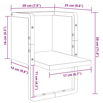 Wall Shelf with Bar Black 20x25x30 cm