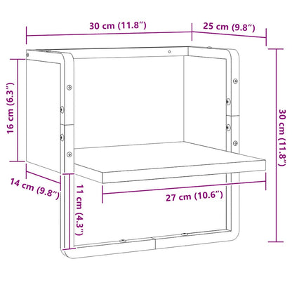Wall Shelf with Bar Smoked Oak 30x25x30 cm