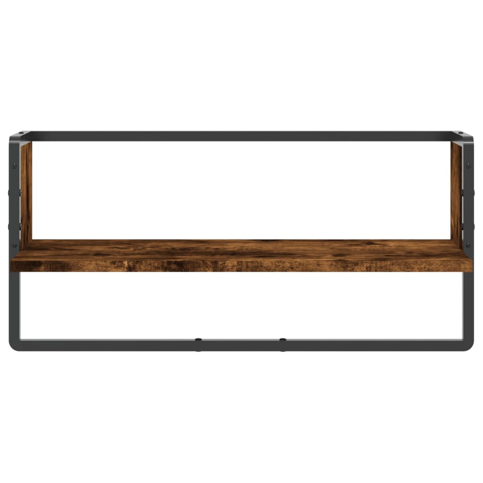 Wall Shelf with Bar Smoked Oak 65x25x30 cm