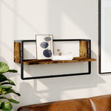 Wall Shelf with Bar Smoked Oak 65x25x30 cm