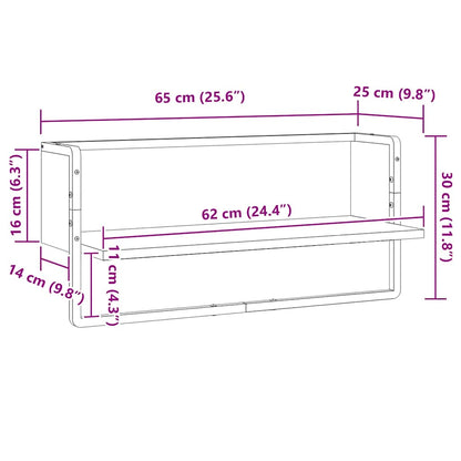 Wall Shelf with Bar Grey Sonoma 65x25x30 cm
