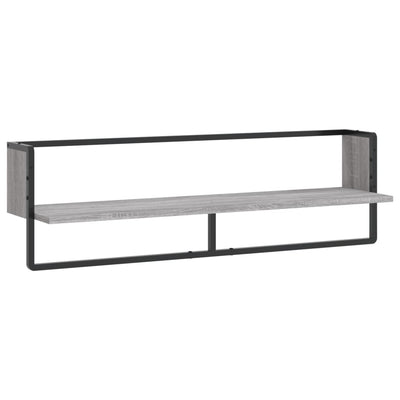 Wall Shelf with Bar Grey Sonoma 100x25x30 cm