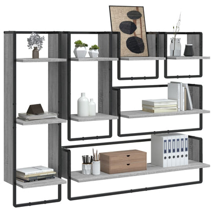 6 Piece Wall Shelf Set with Bars Grey Sonoma Engineered Wood