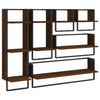 6 Piece Wall Shelf Set with Bars Brown Oak Engineered Wood