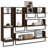 6 Piece Wall Shelf Set with Bars Brown Oak Engineered Wood