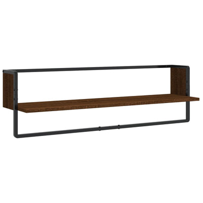 6 Piece Wall Shelf Set with Bars Brown Oak Engineered Wood