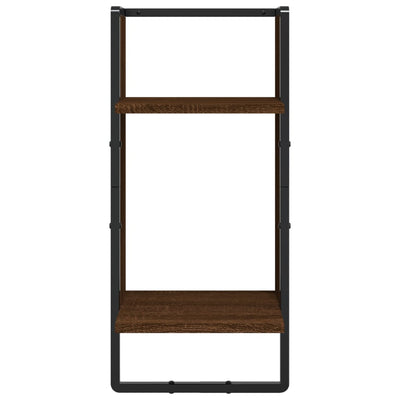 6 Piece Wall Shelf Set with Bars Brown Oak Engineered Wood