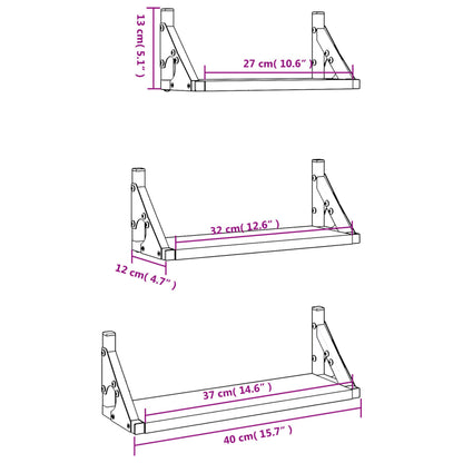 3 Piece Wall Shelf Set Smoked Oak Engineered Wood