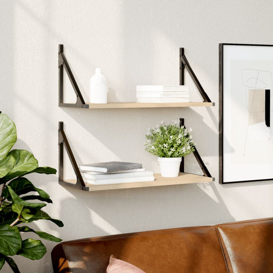 Wall Shelves 2 pcs Sonoma Oak 60x25x25.5 cm Engineered wood